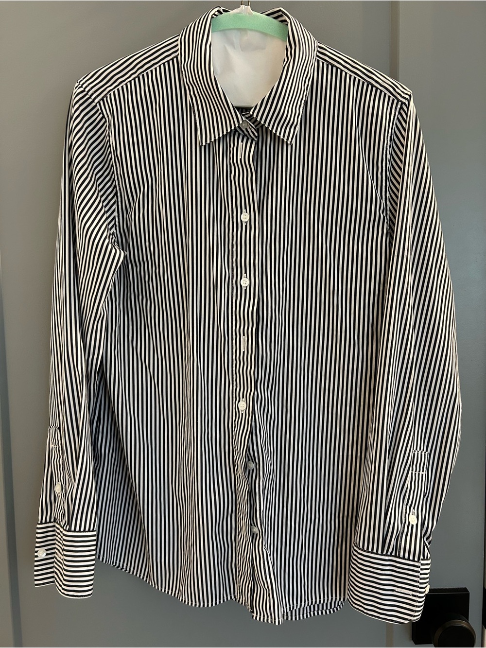 Banana Republic Black and White Vertical Stripe Dress Shirt